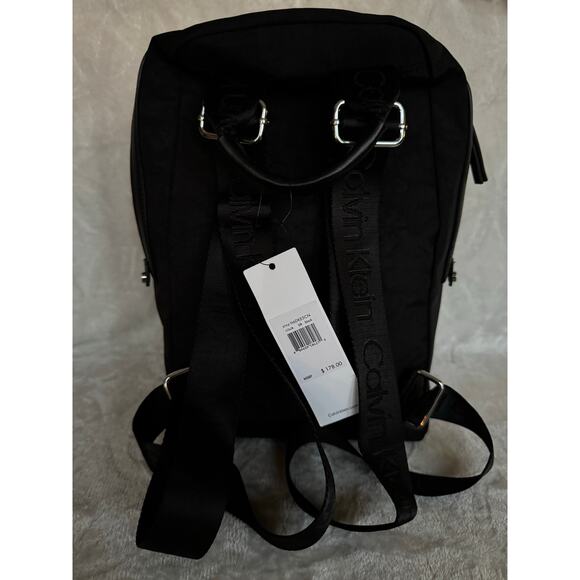 Brand New Black Calvin Klein Backpack Handbag Ghost LOGO Msrp $178 - Picture 3 of 7